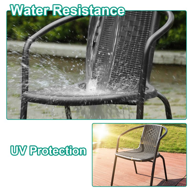 5-Piece Outdoor Tempered Glass Garden Table with Four Rattan Chairs