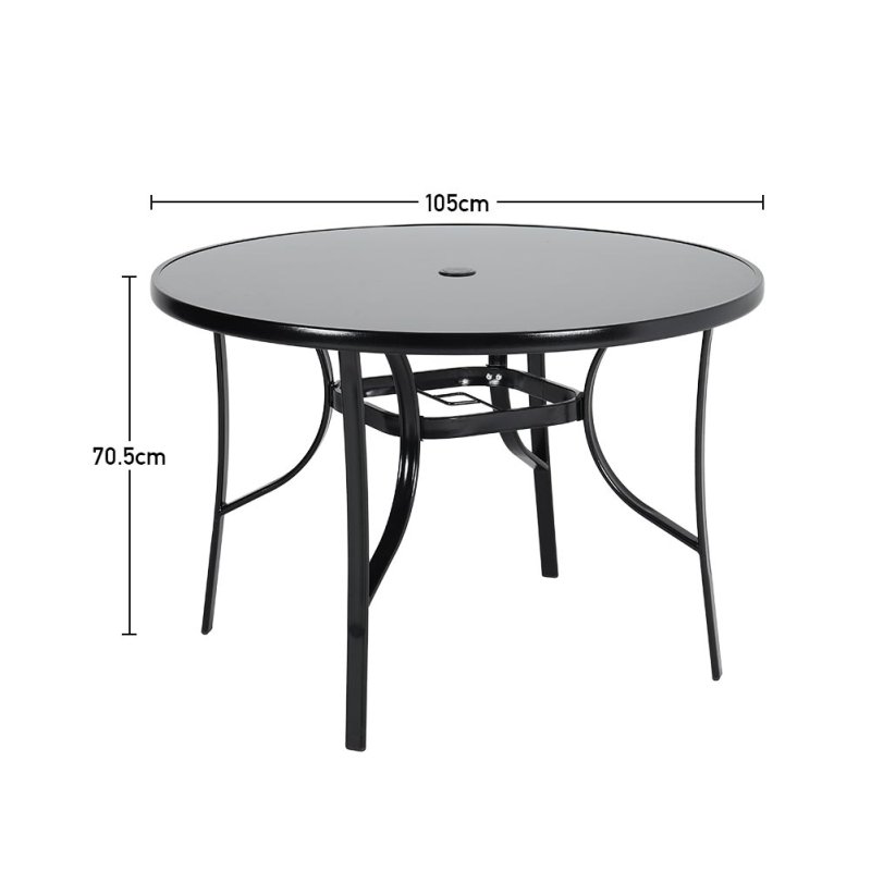 5-Piece Outdoor Tempered Glass Garden Table with Four Rattan Chairs
