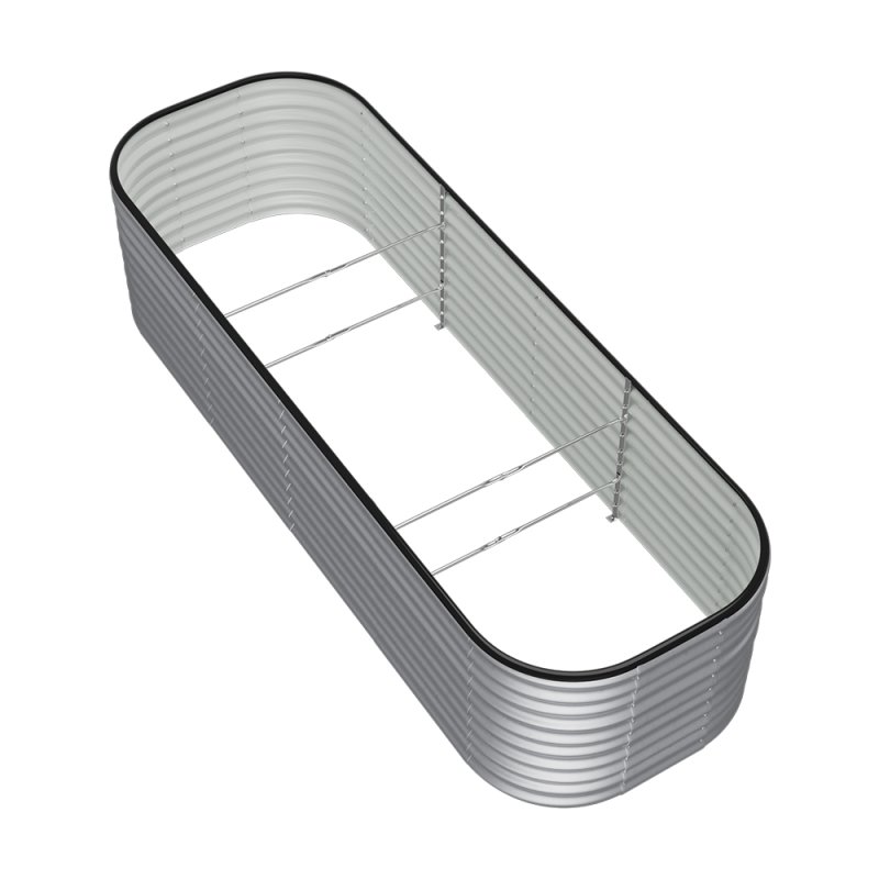Living and Home 240cm W x 80cm D x 56cm H Oval-Shaped Galvanized Steel Raised Garden Bed, Galvanized Silver