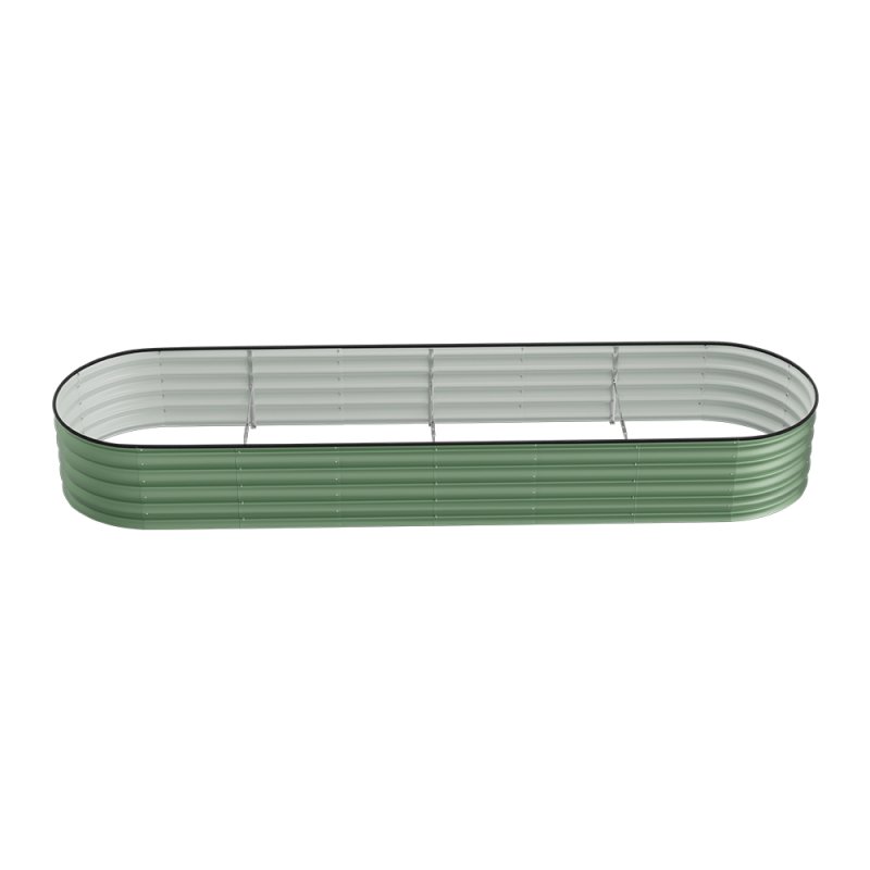 Living and Home 320cm W x 80cm D x 42cm H Oval-Shaped Galvanized Steel Raised Garden Bed, Light Green