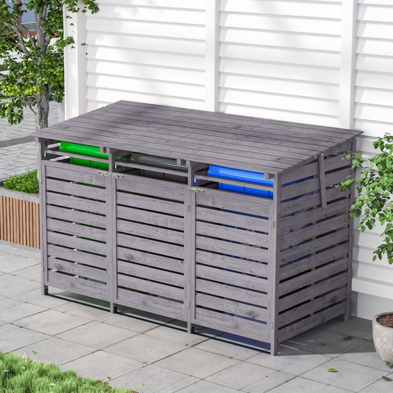 Living and Home Outdoor Spruce Wood Garbage Can Garden Storage Shed