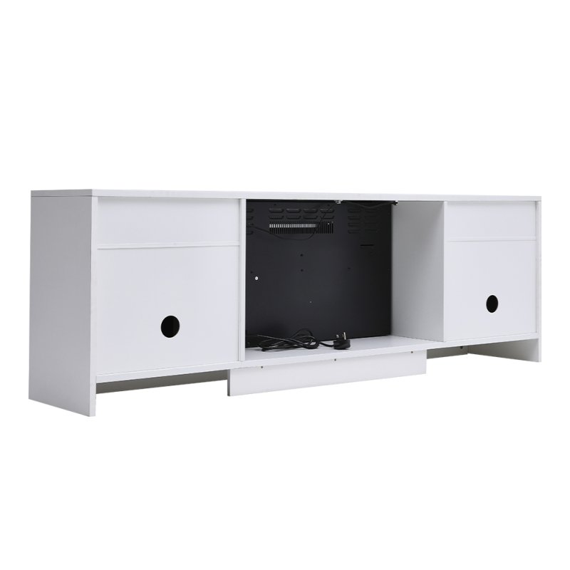 Living and Home Recessed Electric Fireplace TV Stand with Closed Storage