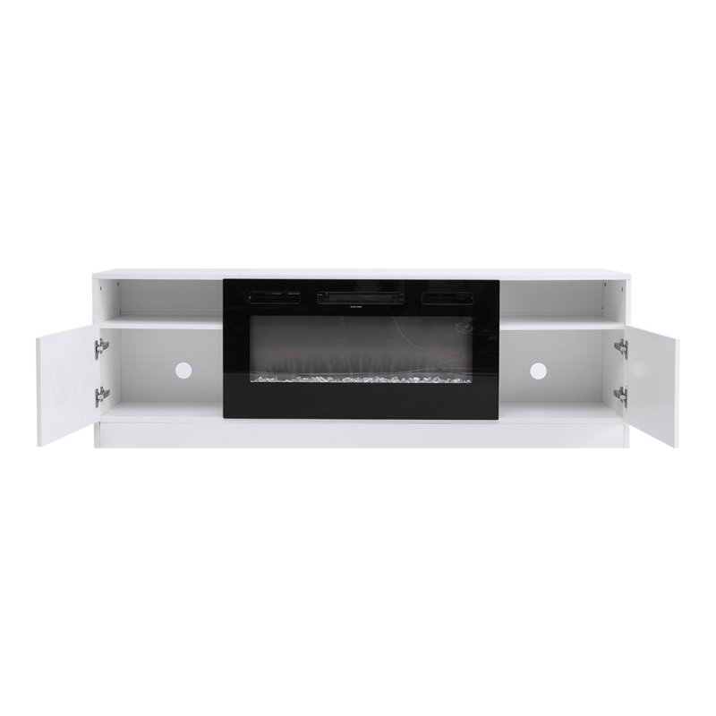 Living and Home Recessed Electric Fireplace TV Stand with Closed Storage