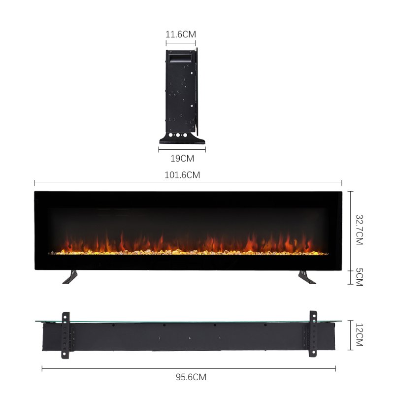 Living and Home 40 Inch Wall Mounted or Freestanding Electric Fireplace with Remote Control