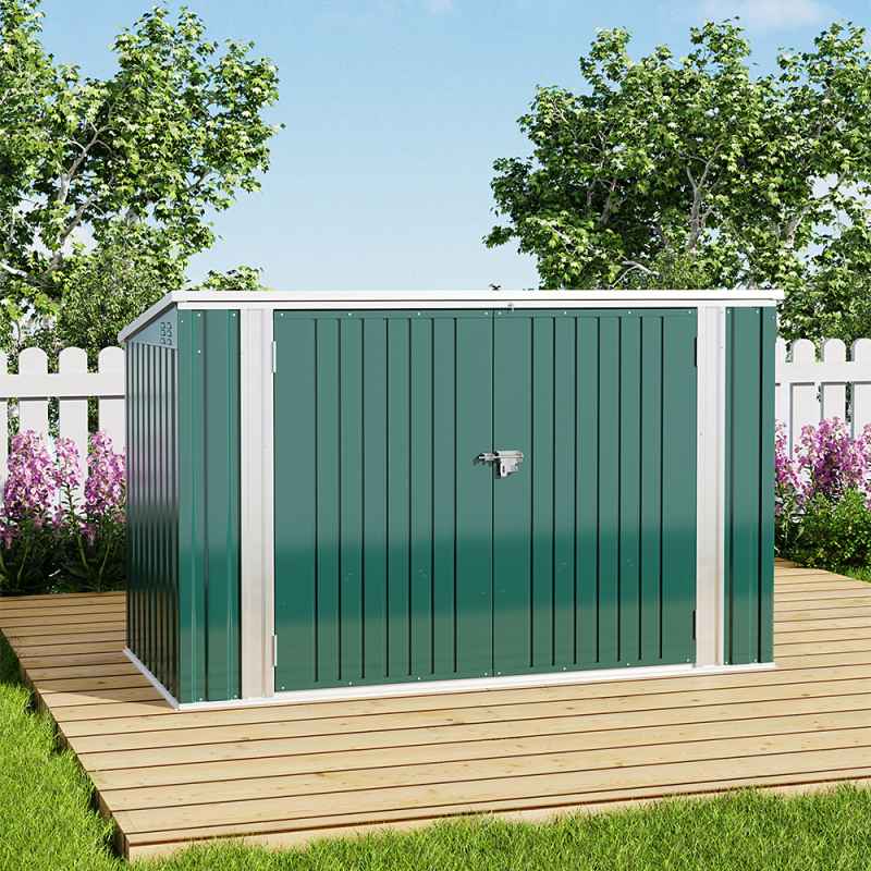 Living and Home 7 x 3 ft Garden Heavy Duty Steel Bicycle Storage Shed Outdoor Bike Store, Dark Green