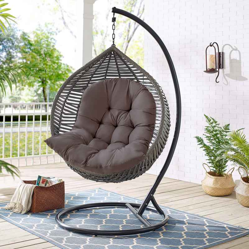 Living and Home Outdoor Thick Hanging Egg Chair Cushion Swing Chair Seat Pad, Dark Grey