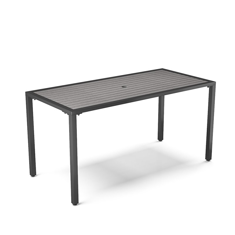 150cm Rectangular Outdoor Dining Table with Parasol Hole Grey