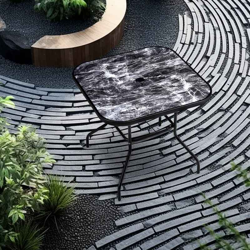 Garden Tempered Glass Marble Coffee Table Multi Size