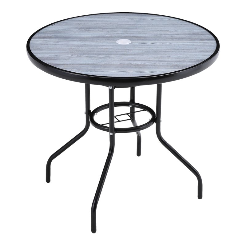 80cm Dia Garden Tempered Glass Wood Grain Coffee Table