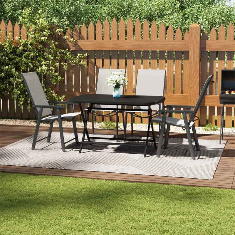 120x80cm Outdoor Folding Table with Umbrella Hole