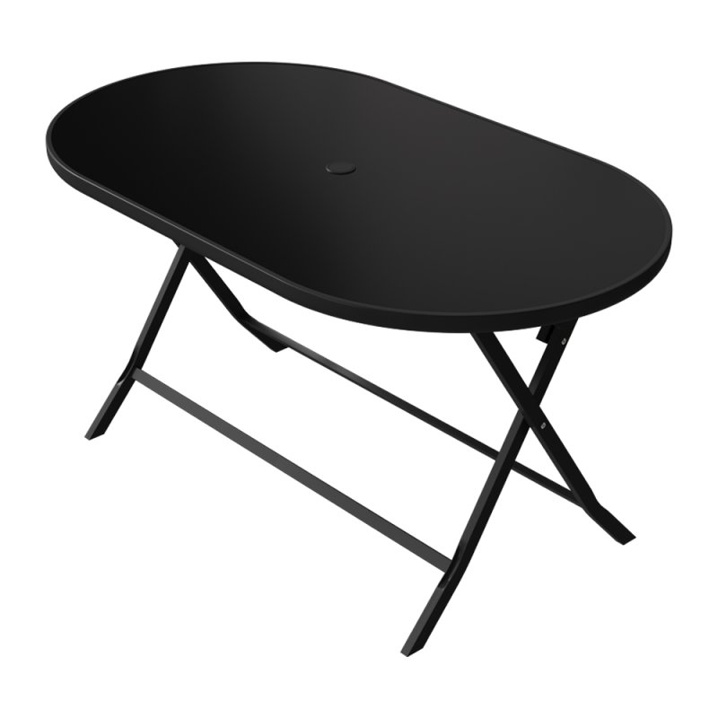 140x80cm Outdoor Folding Table with Umbrella Hole