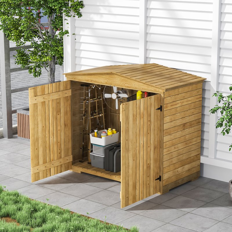 Living and Home Outdoor Wooden Garden Storage Tool Shed Cabinet