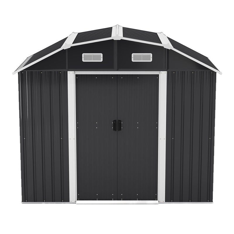 Living and Home Large Galvanized Steel Acrylic Storage Shed, Charcoal Black