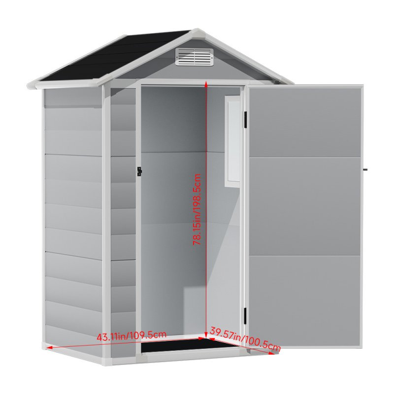 Living and Home 4 x 3FT Apex Roof Garden Plastic Storage Shed with Lockable Door