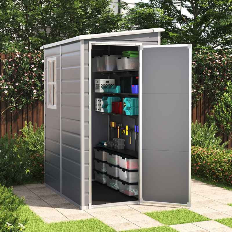 Living and Home 5 x 4FT Garden Plastic Storage Shed with Lockable Door