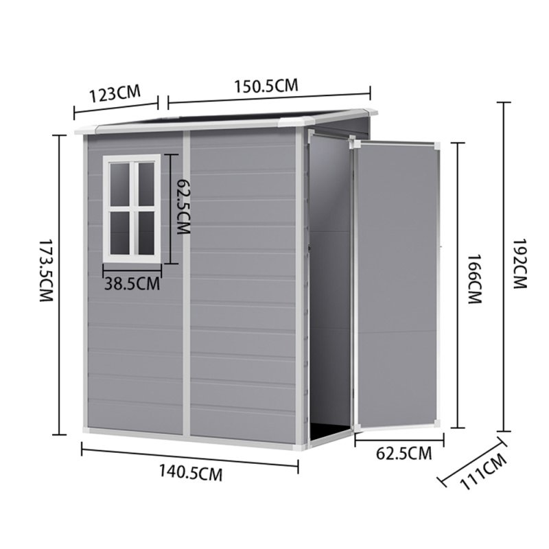 Living and Home 5 x 4FT Garden Plastic Storage Shed with Lockable Door