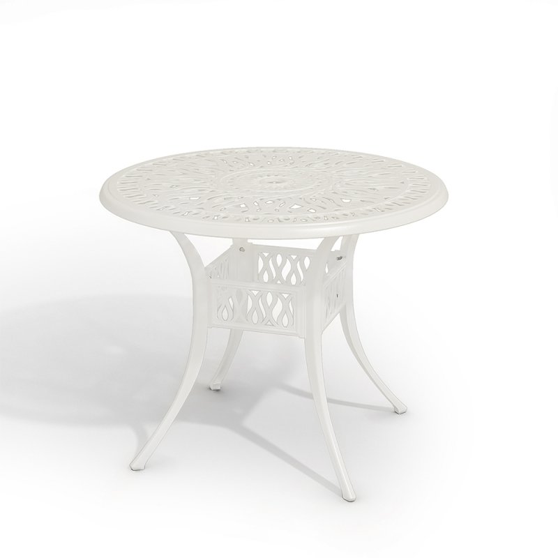 Living and Home Vintage Round Cast Aluminum Garden Bistro Table, Beige