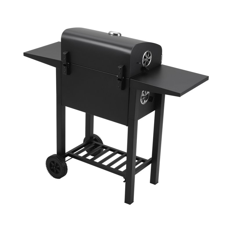 Living and Home Outdoor Garden Carbon Steel Charcoal Grill with Side Tables and Wheels
