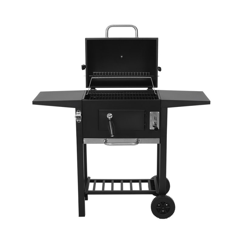 Living and Home Outdoor Garden Carbon Steel Charcoal Grill with Side Tables and Wheels