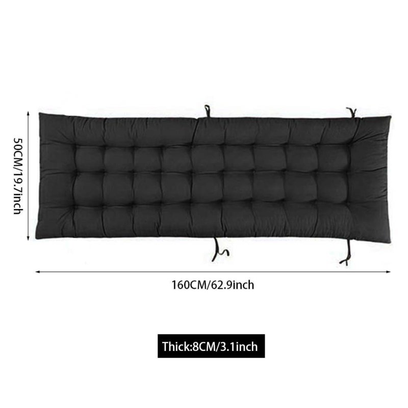 Living and Home Non-slip Sun Lounger Cushion for Garden Patio Black, 160cm(W) x 50cm(D)