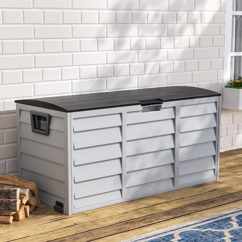 Living and Home 290L Waterproof Large Plastic Garden Storage Box with Wheels