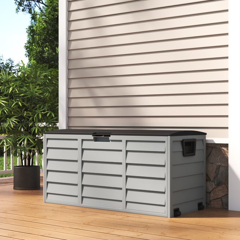 Living and Home 290L Waterproof Large Plastic Garden Storage Box with Wheels