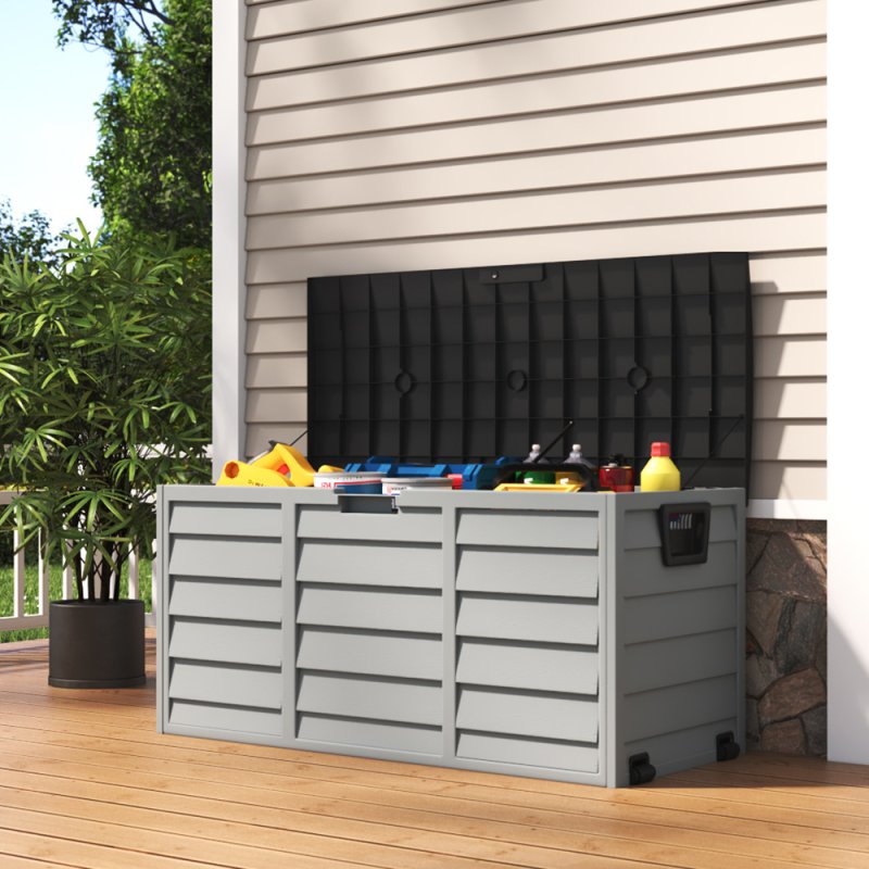 Living and Home 290L Waterproof Large Plastic Garden Storage Box with Wheels