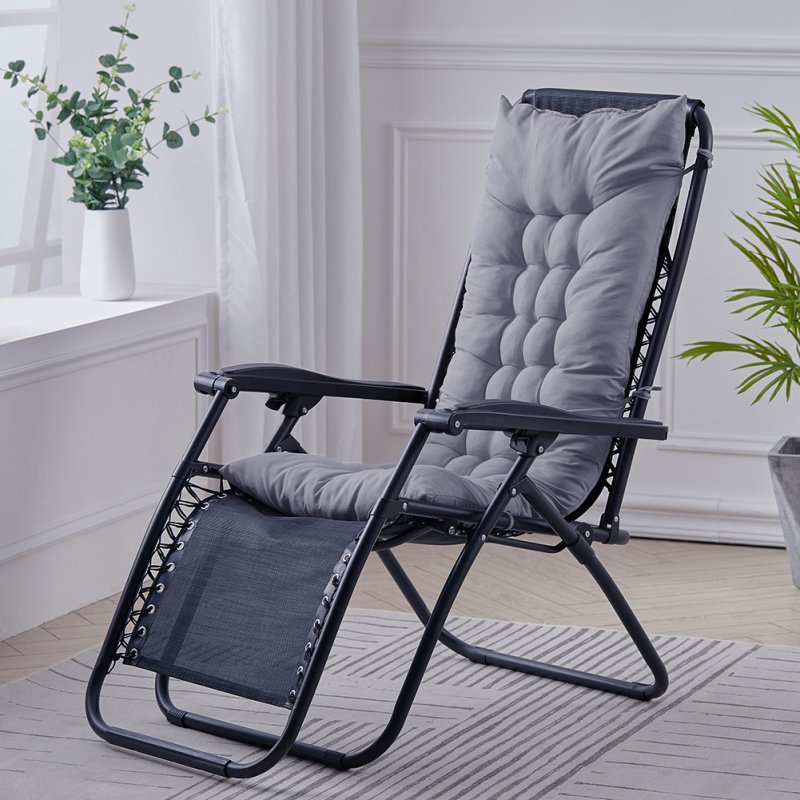 Living and Home Non-slip Sun Lounger Cushion for Garden Patio Grey, 110cm(W) x 40cm(D)
