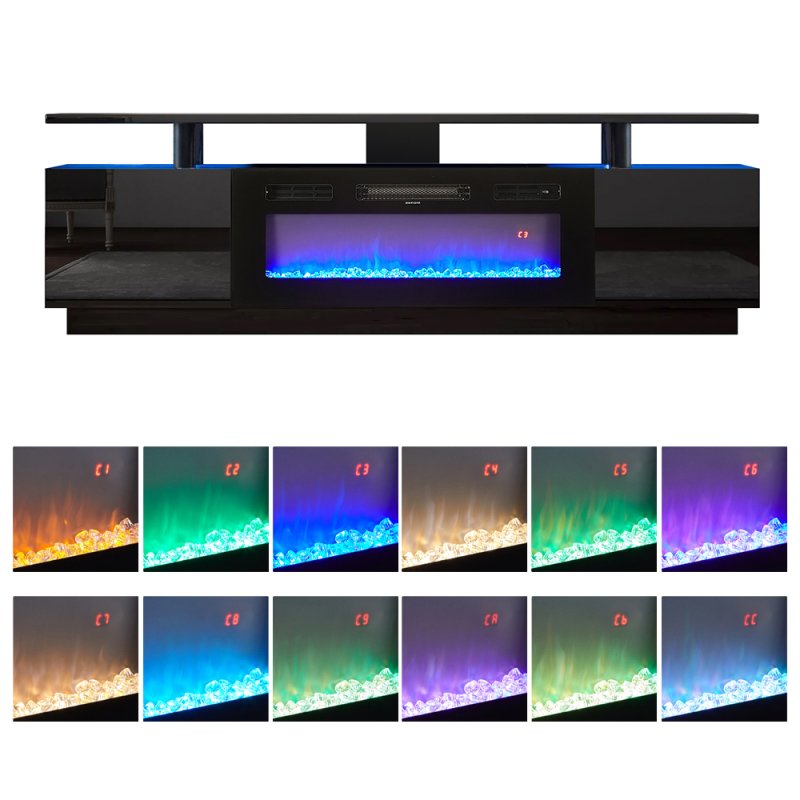 Living and Home Recessed Electric Fireplace TV Stand with Remote Control