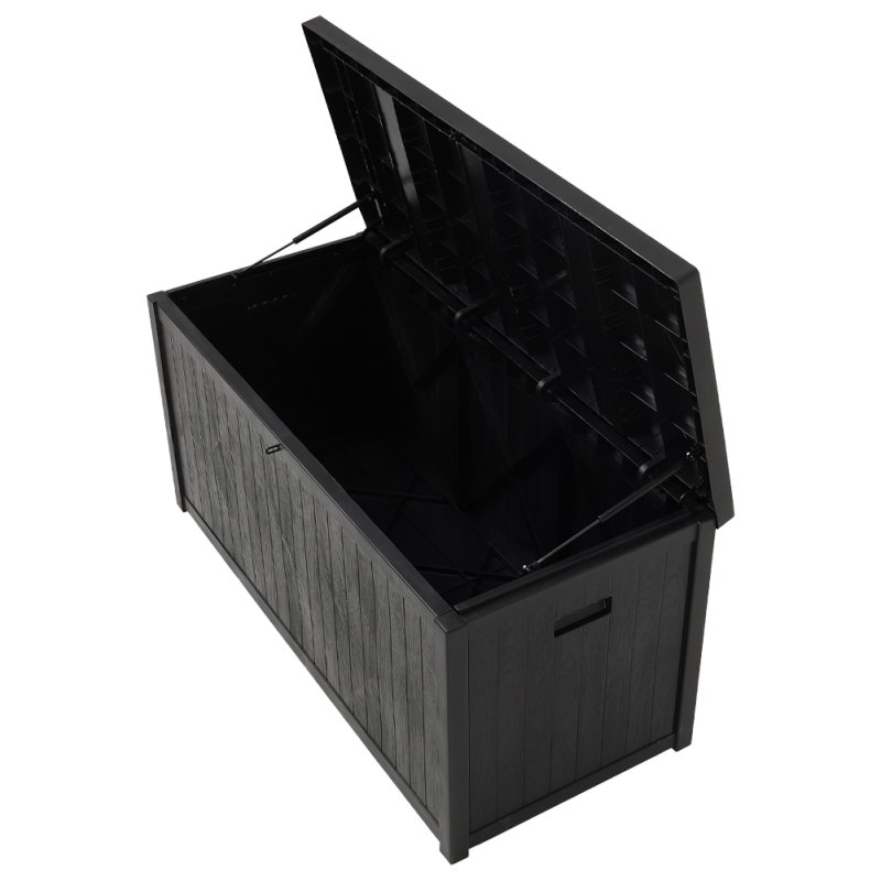 Living and Home 430L Black Waterproof Garden Storage Box with Dual Handles and Lockable Lid - Large Plastic Tool & Equipment Storage