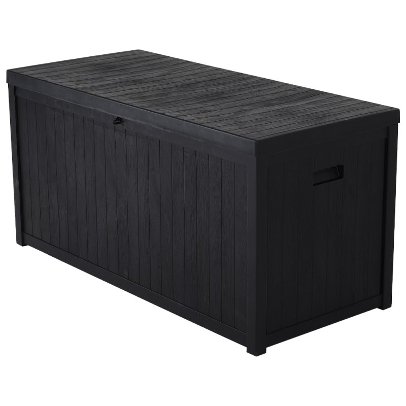 Living and Home 430L Black Waterproof Garden Storage Box with Dual Handles and Lockable Lid - Large Plastic Tool & Equipment Storage