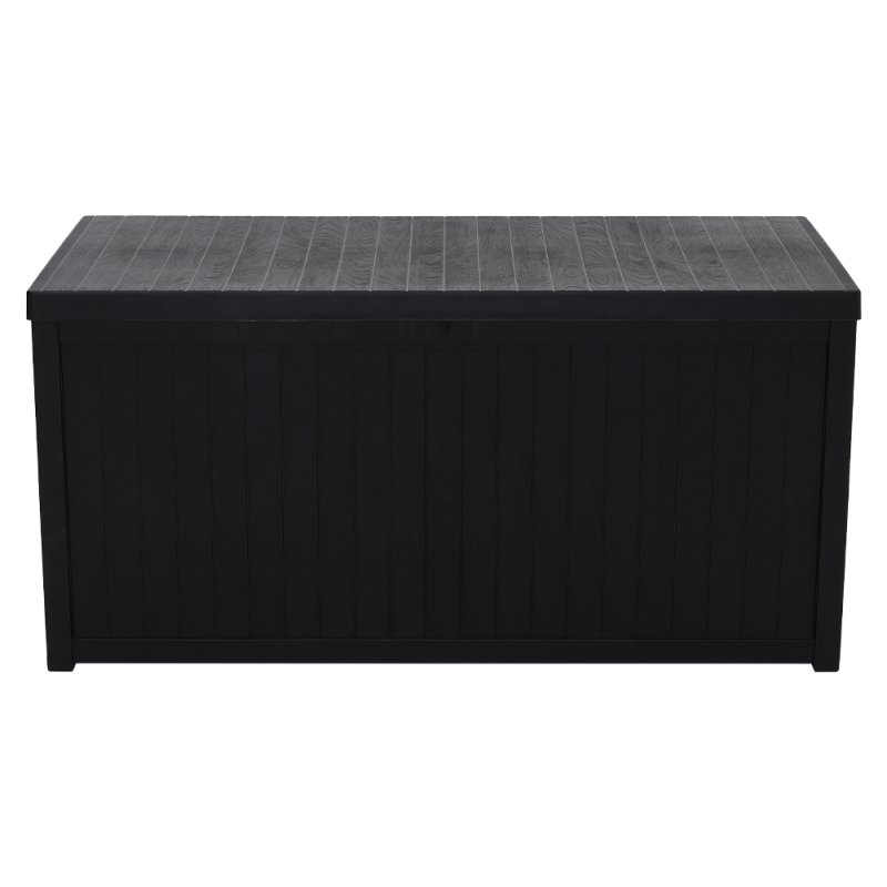 Living and Home 430L Black Waterproof Garden Storage Box with Dual Handles and Lockable Lid - Large Plastic Tool & Equipment Storage