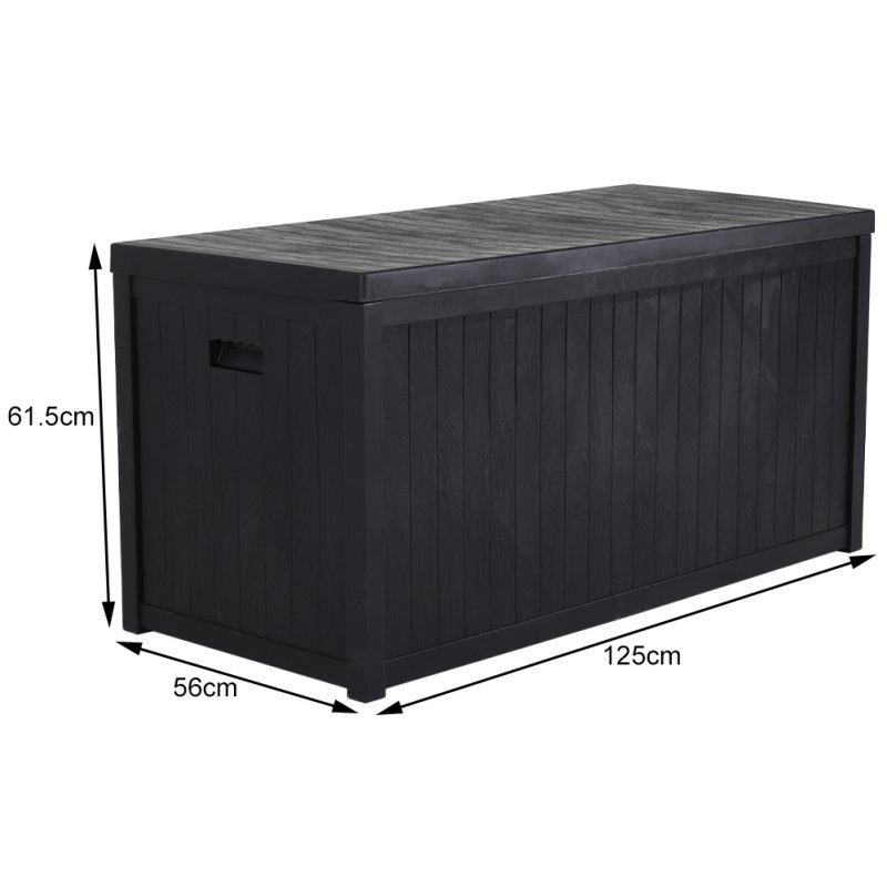 Living and Home 430L Black Waterproof Garden Storage Box with Dual Handles and Lockable Lid - Large Plastic Tool & Equipment Storage