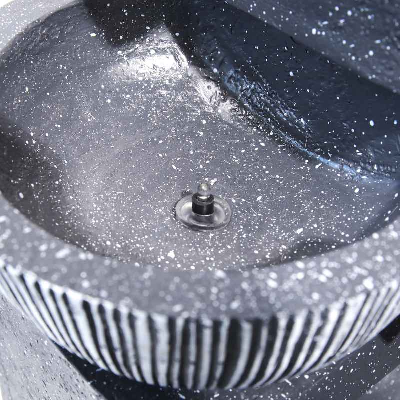Living and Home Outdoor Water Fountain Rockery Decoration 3 Tier Bowls Solar Powered