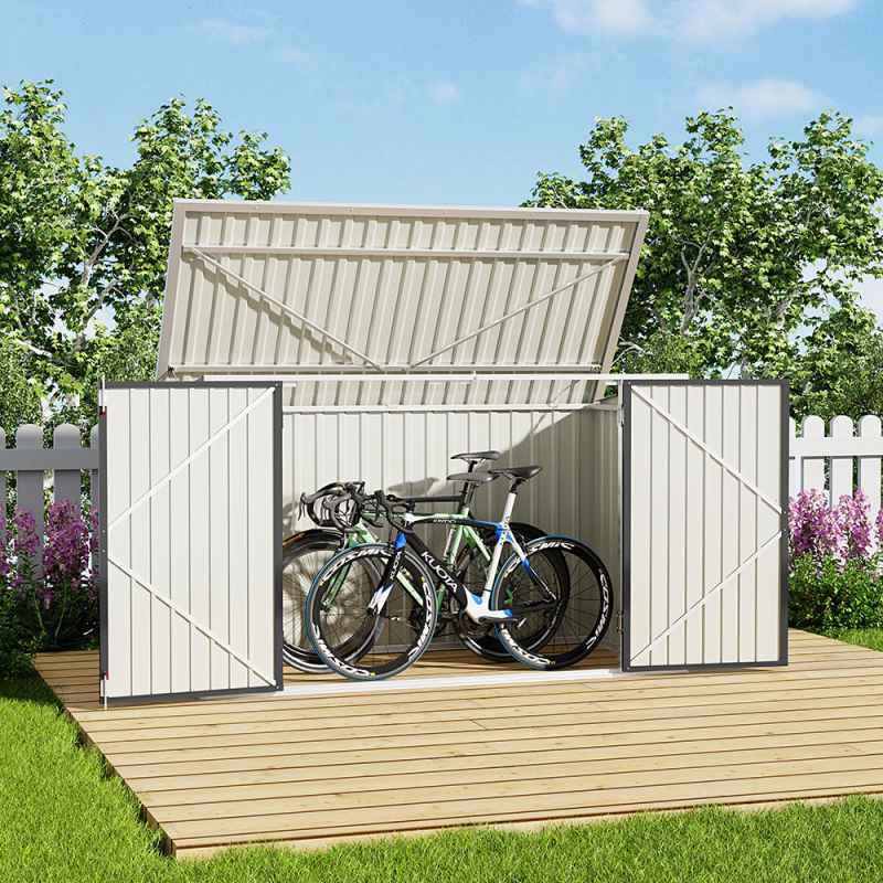 Living and Home 7 x 3 ft Outdoor Lockable Steel Garden Metal Junk/Bike Storage Shed, Anthracite
