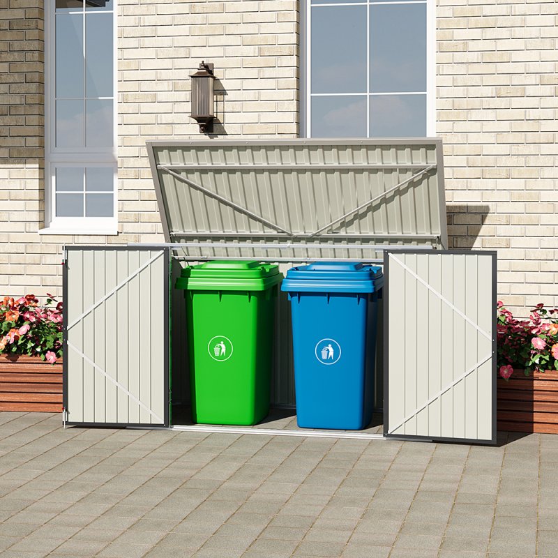Living and Home 7 x 3 ft Outdoor Lockable Steel Garden Metal Junk/Bike Storage Shed, Anthracite
