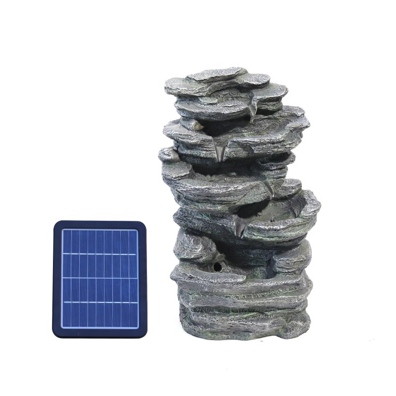 Aluminium 4 Piece Sofa Set Anthracite Grey + Garden Water Feature Outdoor LED Waterfall Fountain Rockery Decor Bundle