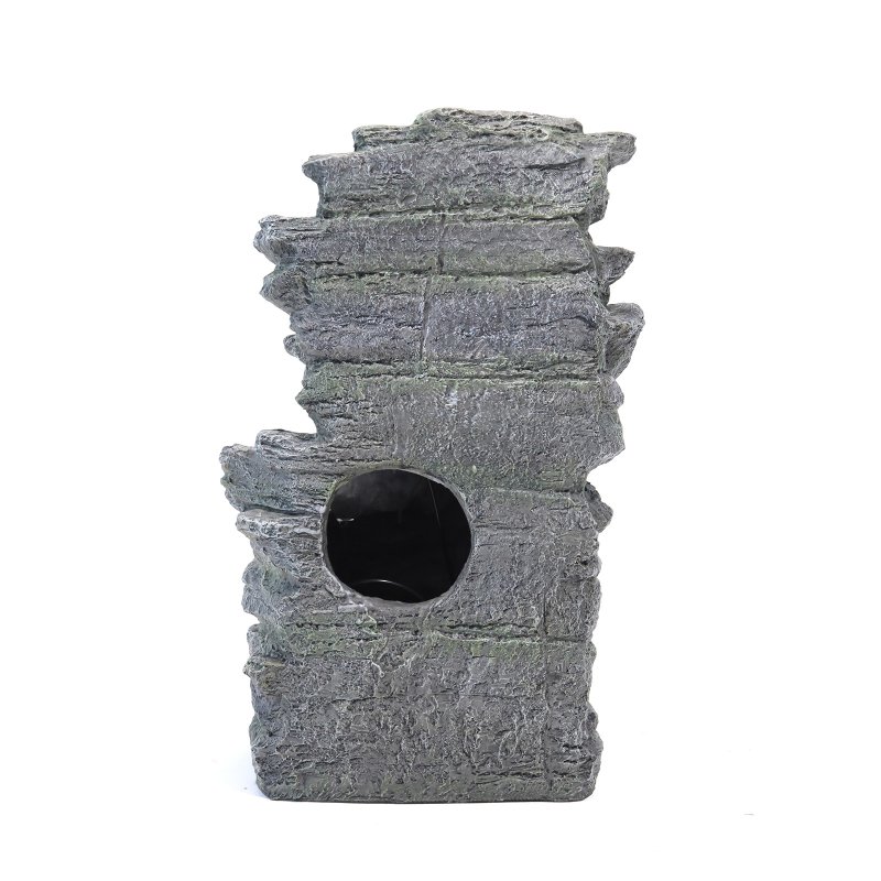 Aluminium 4 Piece Sofa Set Anthracite Grey + Garden Water Feature Outdoor LED Waterfall Fountain Rockery Decor Bundle
