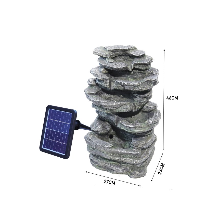 Aluminium 4 Piece Sofa Set Anthracite Grey + Garden Water Feature Outdoor LED Waterfall Fountain Rockery Decor Bundle