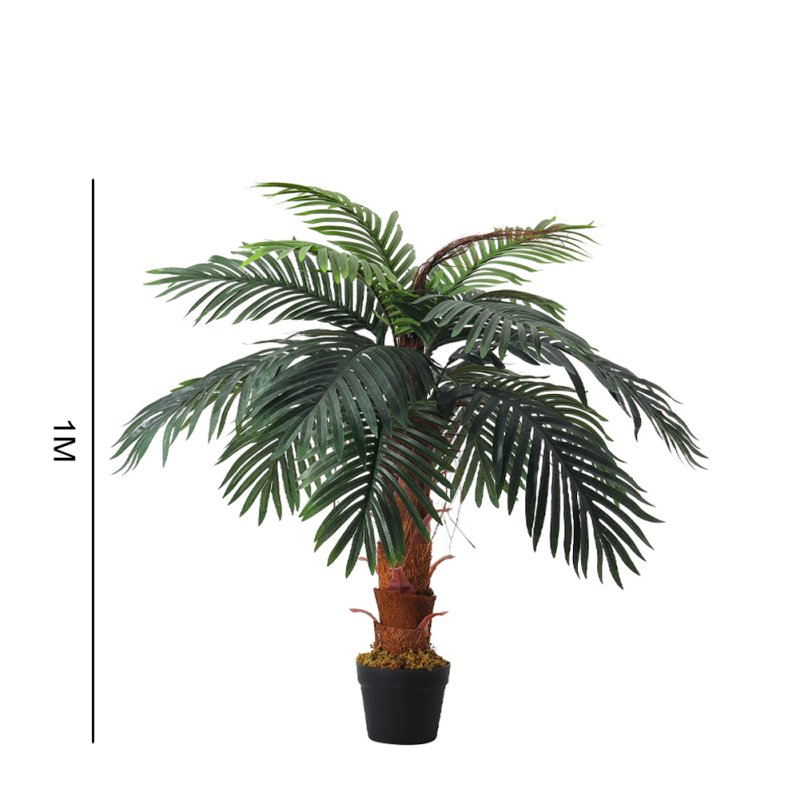 Living and Home 100cm Large Faux Palm Tree Fake Artificial Green Plants Realistic Tree Garden