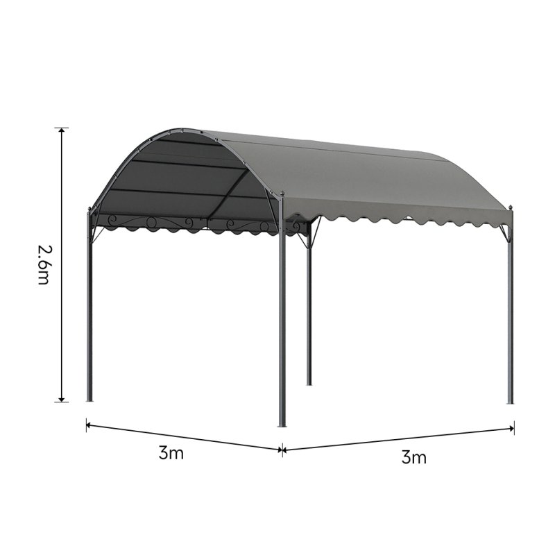 Living and Home 3x3M Outdoor Metal Arched Pergola with Shade