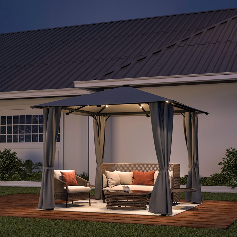 Living and Home 3x3M Metal Gazebo with Lights