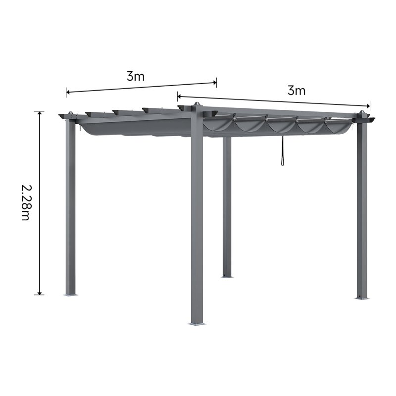 Living and Home 3x3M Aluminum Pergola for Patio Deck