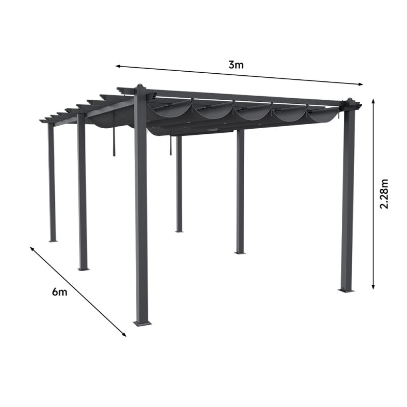 6x3M Aluminum Patio Pergola with Canopy