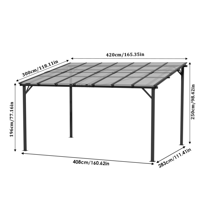 Living and Home Wall-Mounted Canopy 420cm W x 250cm H