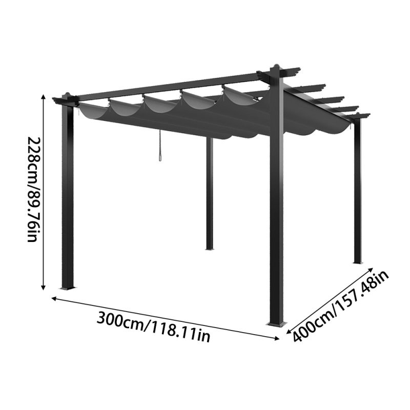 Living and Home 13x10ft Aluminium Pergola with Retractable Roof