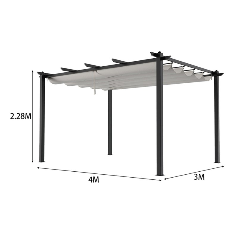 Living and Home 13x10ft Aluminium Pergola with Retractable Roof