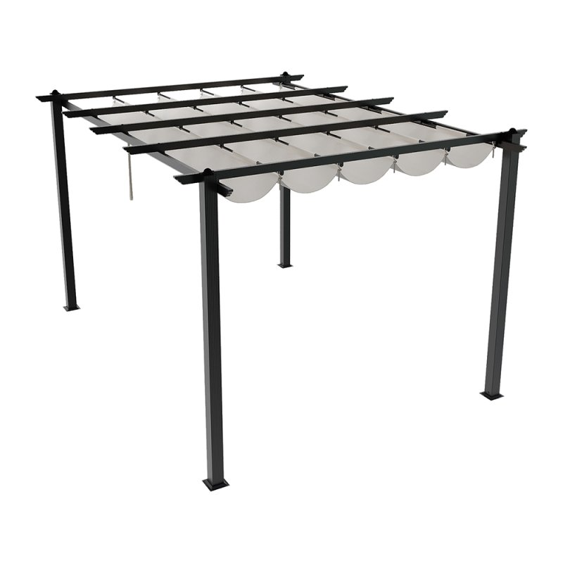 Living and Home 13x10ft Aluminium Pergola with Retractable Roof