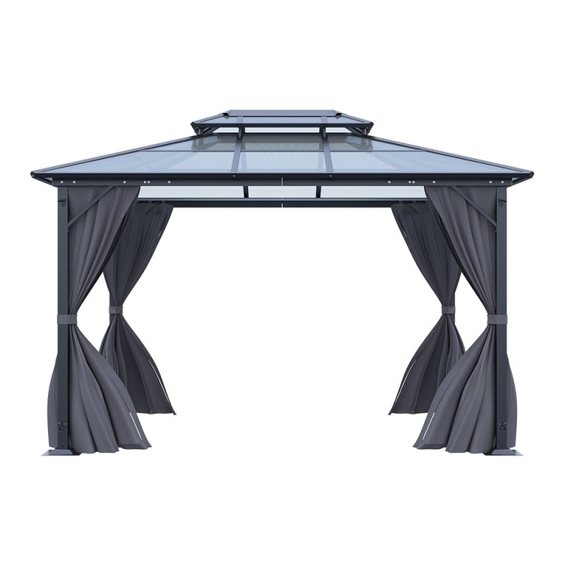 Living and Home 12 x 10FT Metal Frame Hardtop Patio Gazebo with Curtains
