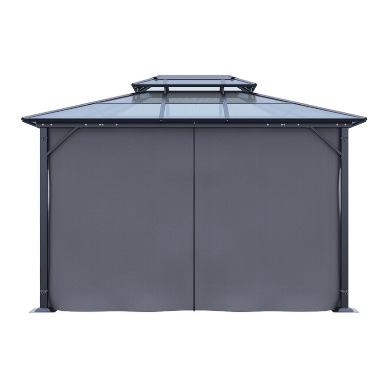 Living and Home 12 x 10FT Metal Frame Hardtop Patio Gazebo with Curtains